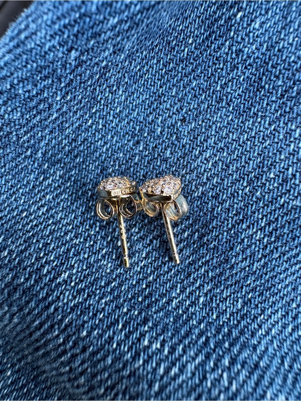 14k Gold Over Sterling Silver Heart Crystal Stud Earrings